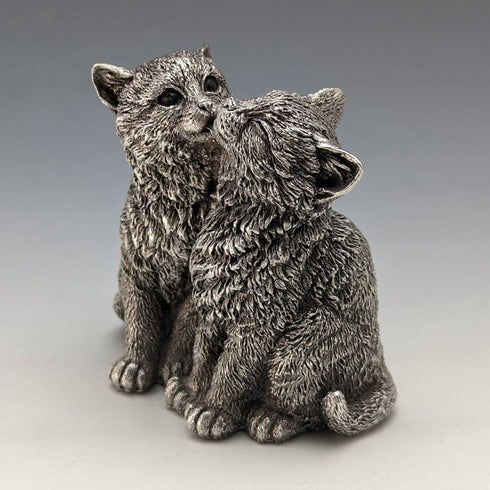 UK William Comyns Two Kittens Sterling Silver Filled Sculpture Figurine 178g